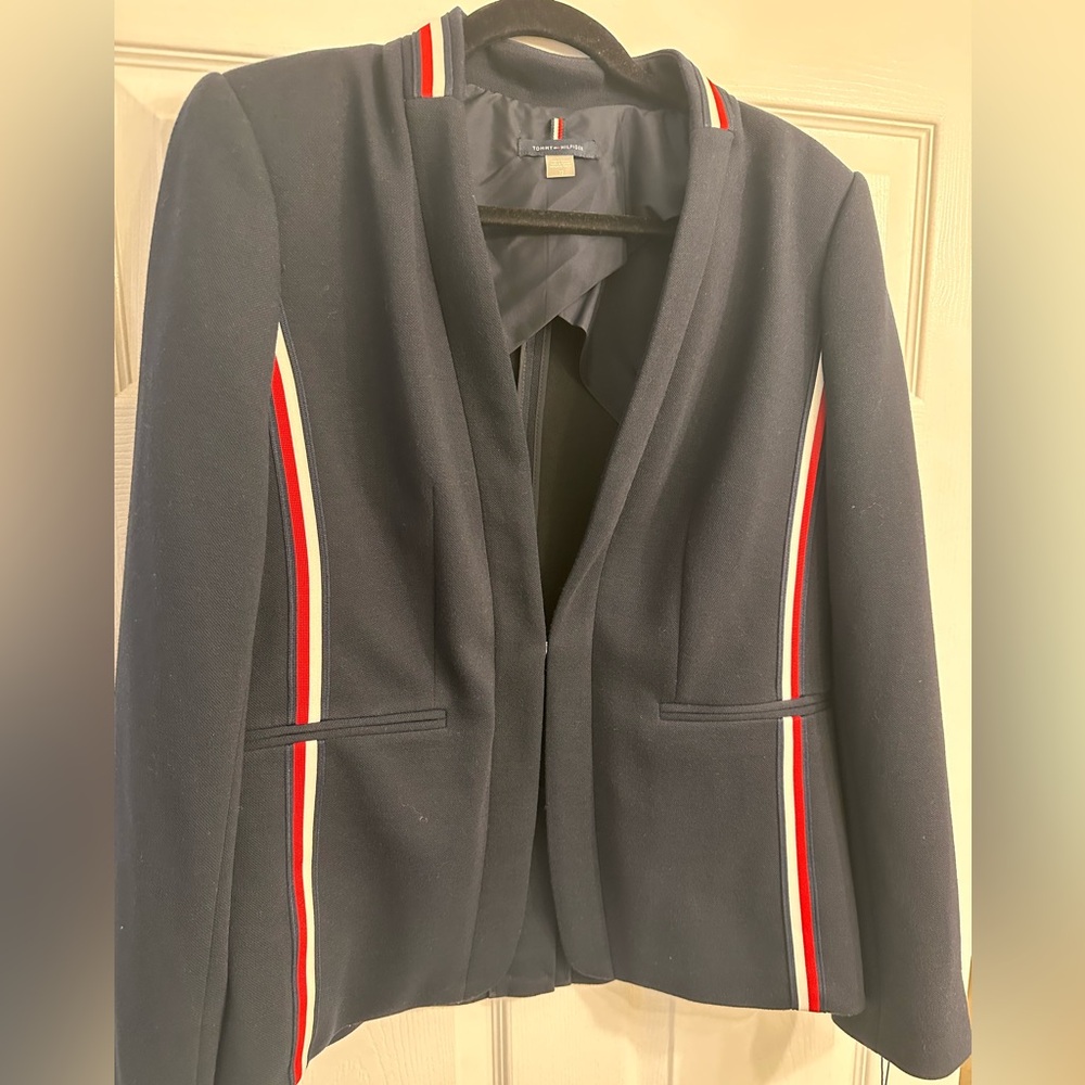Tommy Hilfiger Navy Pant Suit with Red and White Accents